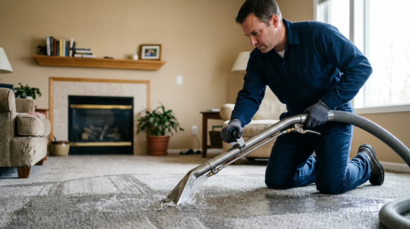 Water damage restoration technician working near Dunbar, WI